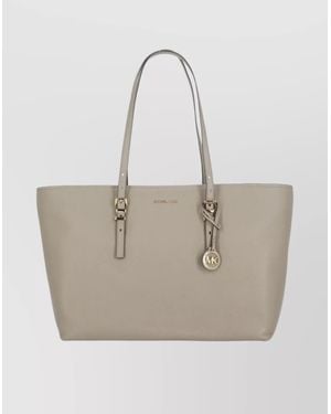 MICHAEL Michael Kors Structured Leather Shoulder Bag And Handles - Natural