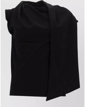 THE GARMENT Scarf Top Asymmetric Draped Sleeveless Design - Black