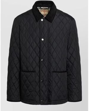 Burberry Quilted Jacket Contrast Collar Regular Fit - Black
