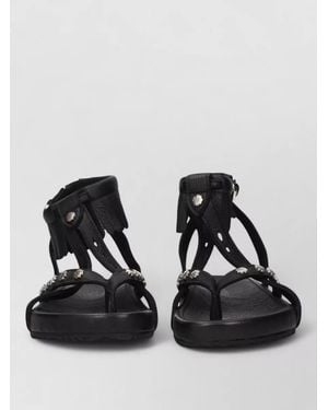 Isabel Marant Leather Studded Flat Sandals - Black