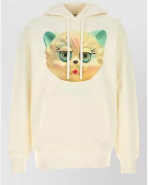 Valentino La Maison Cat Graphic Hooded Sweatshirt - Natural