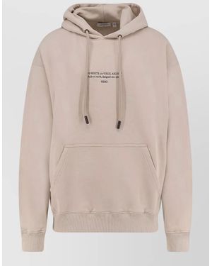 Off-White c/o Virgil Abloh Cotton Hooded Sweatshirt Logo Front Print - Natural