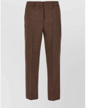 Prada Trousers With Houndstooth Pattern And Pockets - Brown