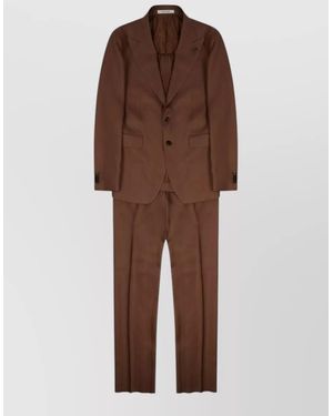 Tagliatore Tailored Trousers Buttoned Cuffs Notch Lapel - Brown
