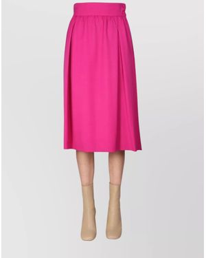 Moschino Virgin Wool Flared Midi Skirt - Pink