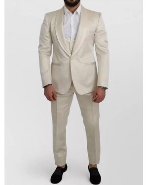 Dolce & Gabbana Wool Sicilia Three Piece Shawl Suit - Natural