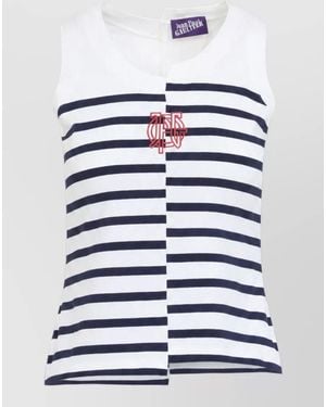 Jean Paul Gaultier Striped Asymmetric Sleeveless Tank Top - White