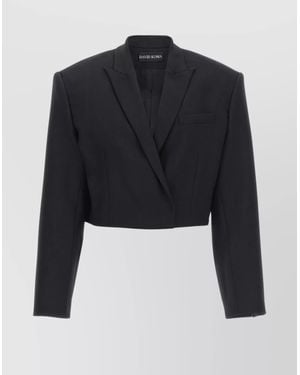 David Koma Short Blazer With Long Sleeves And Pockets - Blue