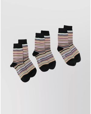 Paul Smith Striped Socks 3 Pack - Black
