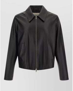 Ami Paris Leather Regular-Fit Jacket - Black
