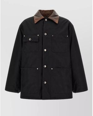 Prada Down Padded Canvas Single Breasted Coat - Black