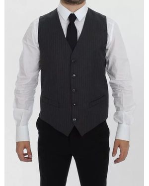 Dolce & Gabbana Pinstripe Wool Single Breasted Waistcoat - Blue