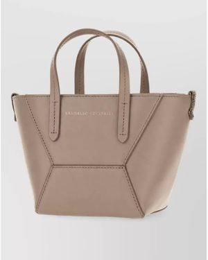 Brunello Cucinelli Na Leather Mini Bag - Natural