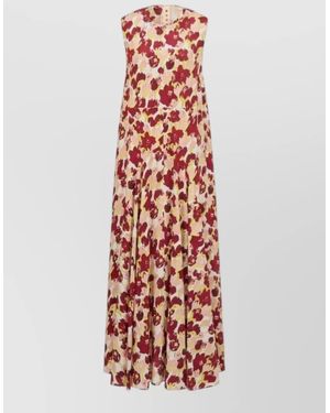 Marni Empire Waist Maxi Dress Sleeveless Round Neckline - White