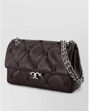 Tory Burch Eleanor Small Leather Clutch Bag - Black