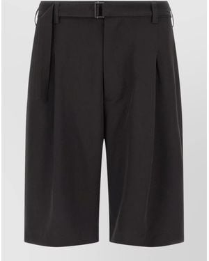 Cellar Door Viper Pleated Bermuda Shorts Belt Loops - Black