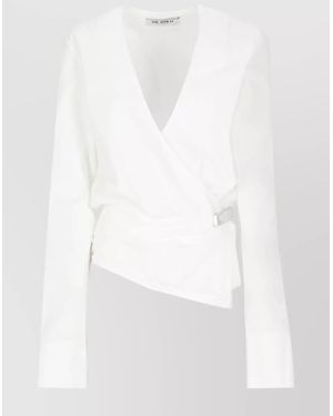 The Attico Wrap V-Neck Knitwear With Metal Buckle Detail - White