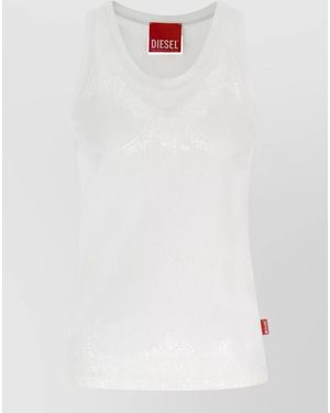 DIESEL Ribbed Stretch Tank Top - White