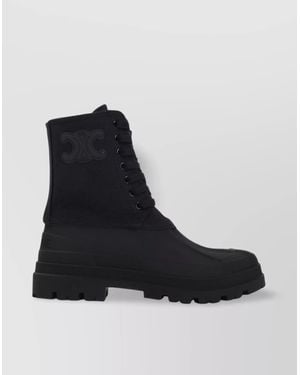 Celine Triumph Canvas High-Top Chunky Boot - Black