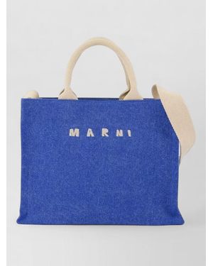 Marni Small Cotton Crossbody Bag Dual Carry - Blue