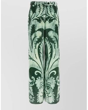 F.R.S For Restless Sleepers Silk Floral-Print Wide-Leg Pants - Green