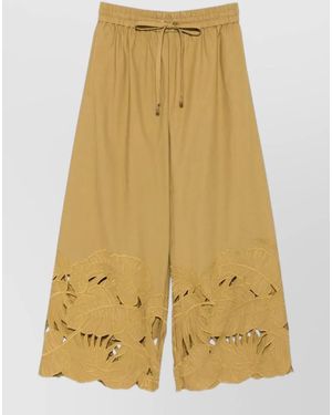 Zimmermann Embroidered Cotton Cutout Tailored Shorts - Yellow