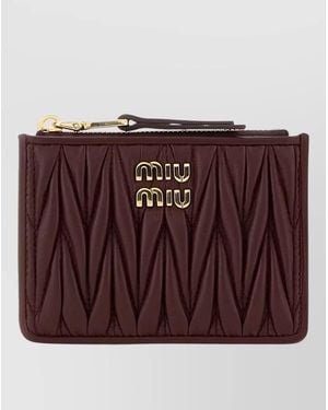 Miu Miu Nappa Leather Card Holder Quilted Design - Purple