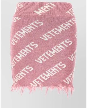Vetements Logo-Print Fitted Skirt - Pink