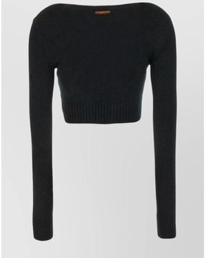 Heron Preston Short-Cut V Neckline Ribbed Cardigan - Black