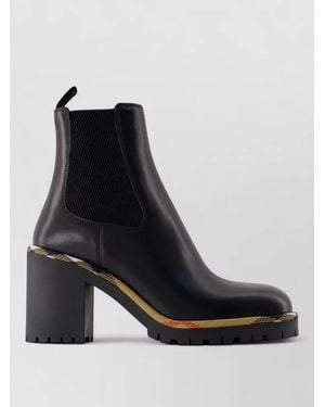 Burberry Gravel 70 Leather Ankle Boots Lug Sole - Black
