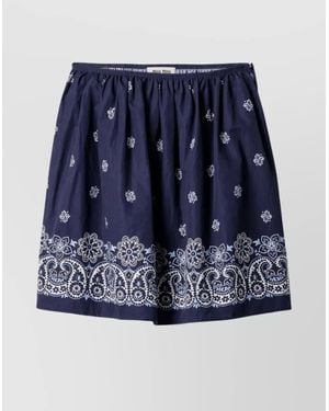 Miu Miu Floral Bordered Gathered Skirt - Blue
