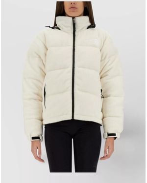 The North Face Quilted High Collar Jacket With Adjustable Cuffs - Natural