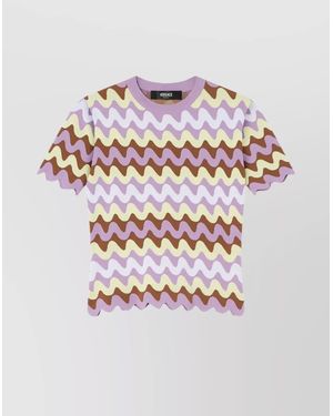 Versace Knitwear With Crewneck And Scalloped Edges - Gray