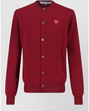 COMME DES GARÇONS PLAY Wool Crewneck Cardigan - Red