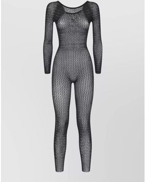 Wolford Daisy Net Long Sleeve Full Length Catsuit - Grey