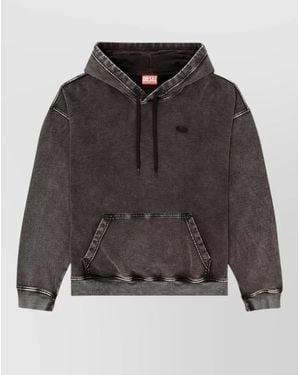 DIESEL Cotton Logo-Embroidered Hoodie - Black