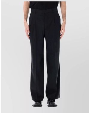 Ami Paris Virgin Wool High-Rise Wide-Leg Tailored Pants - Blue