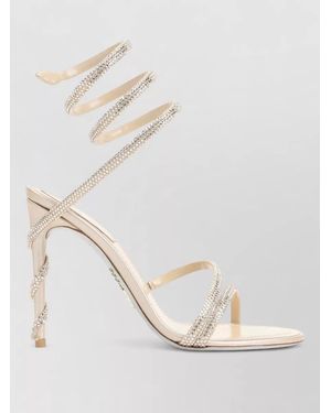 Rene Caovilla Crystal-Embellished Leather Satin Sandals - Natural