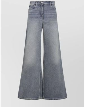 Courreges Denim Low-Rise Wide-Leg Jeans - Grey