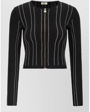 Elisabetta Franchi Cropped Slim-Fit Knit Jacket - Black
