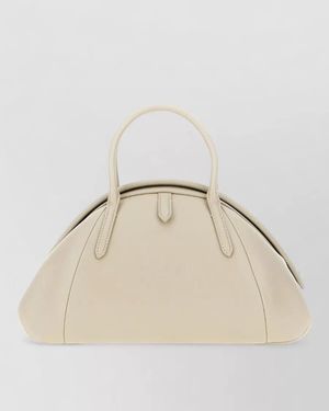 Alaïa Leather Tote Bag Curved Handle Tag - Natural
