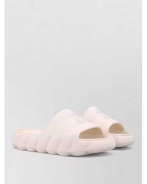 Moncler Logo Slide Sandals Quilted Sole Design - Pink