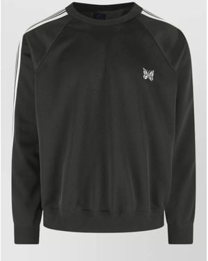 Needles Raglan Sleeve Knit Jumper Striped Detail - Black