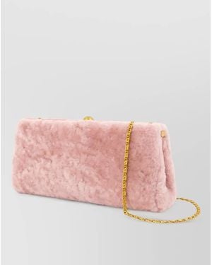 By Malene Birger Shearling Leather Clutch Bag - Pink
