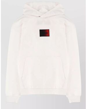 HUGO Hooded Sweatshirt Logo Patch Front Pocket - Natural