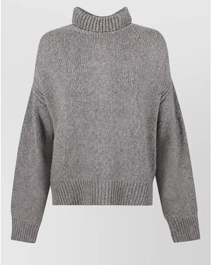 Sa Su Phi High Neck Raglan Jumper - Grey