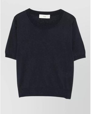 DUNST Linen Cotton Knit T Shirt Round Neck - Blue