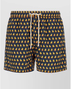 MC2 Saint Barth Lightning Print Swim Shorts Back Pockets - Black