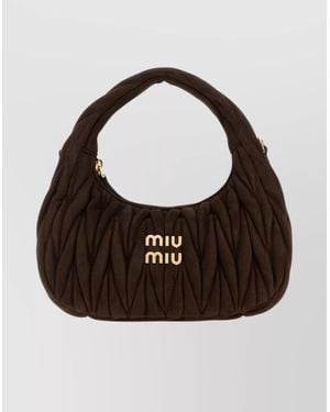 Miu Miu Suede Handbag With Quilted Top Handle - Multicolor