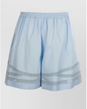 Ermanno Scervino Shorts Lace Trim Button Detail Design - Blue